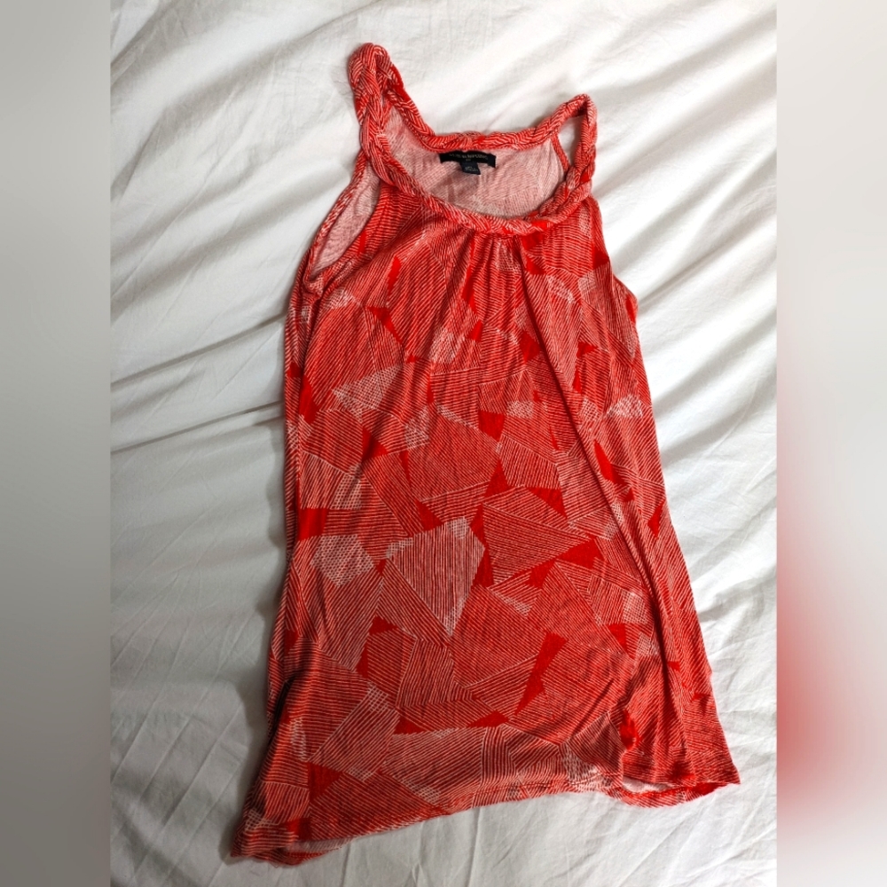 Banana Republic braided neck orange and white tank top size XS